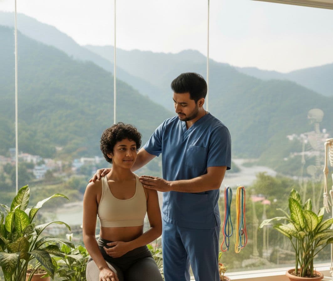 Physiotherapist providing in-home care to a patient in Rishikesh